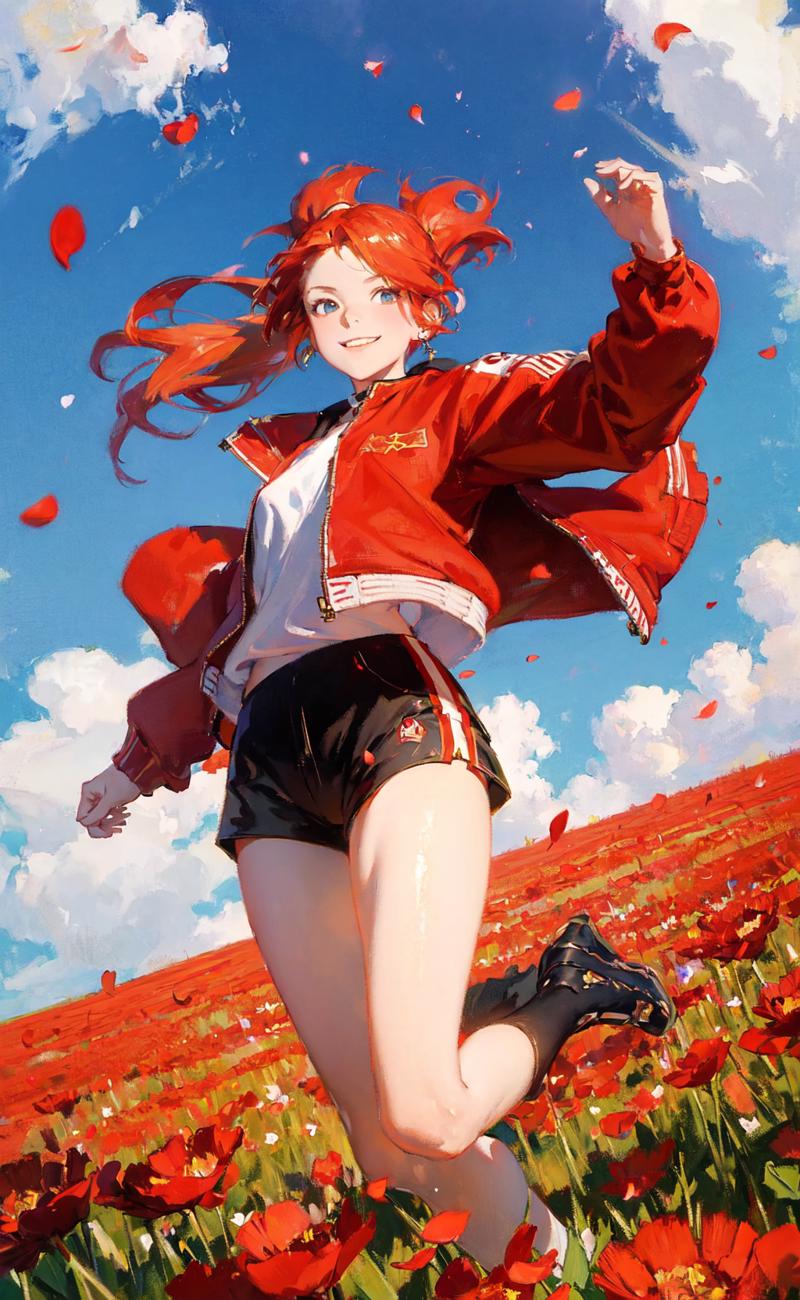 60835-4065913367-oil painting, John Singer Sargent, fisheye lens, masterpiece, best quality, 1girl, jumping in a field of red flowers, (petals_1.png